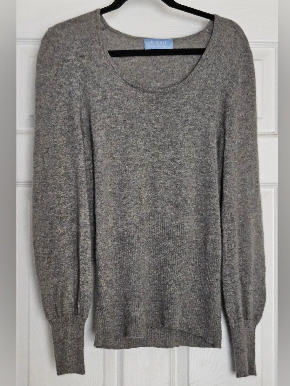Gray Women's Pure Cashmere Scoop Neck Sweater